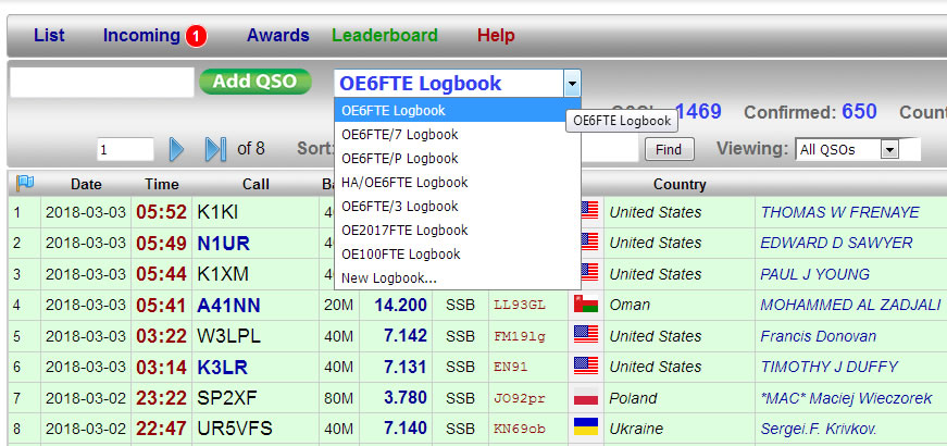 ham radio logbook for lotw and qrz